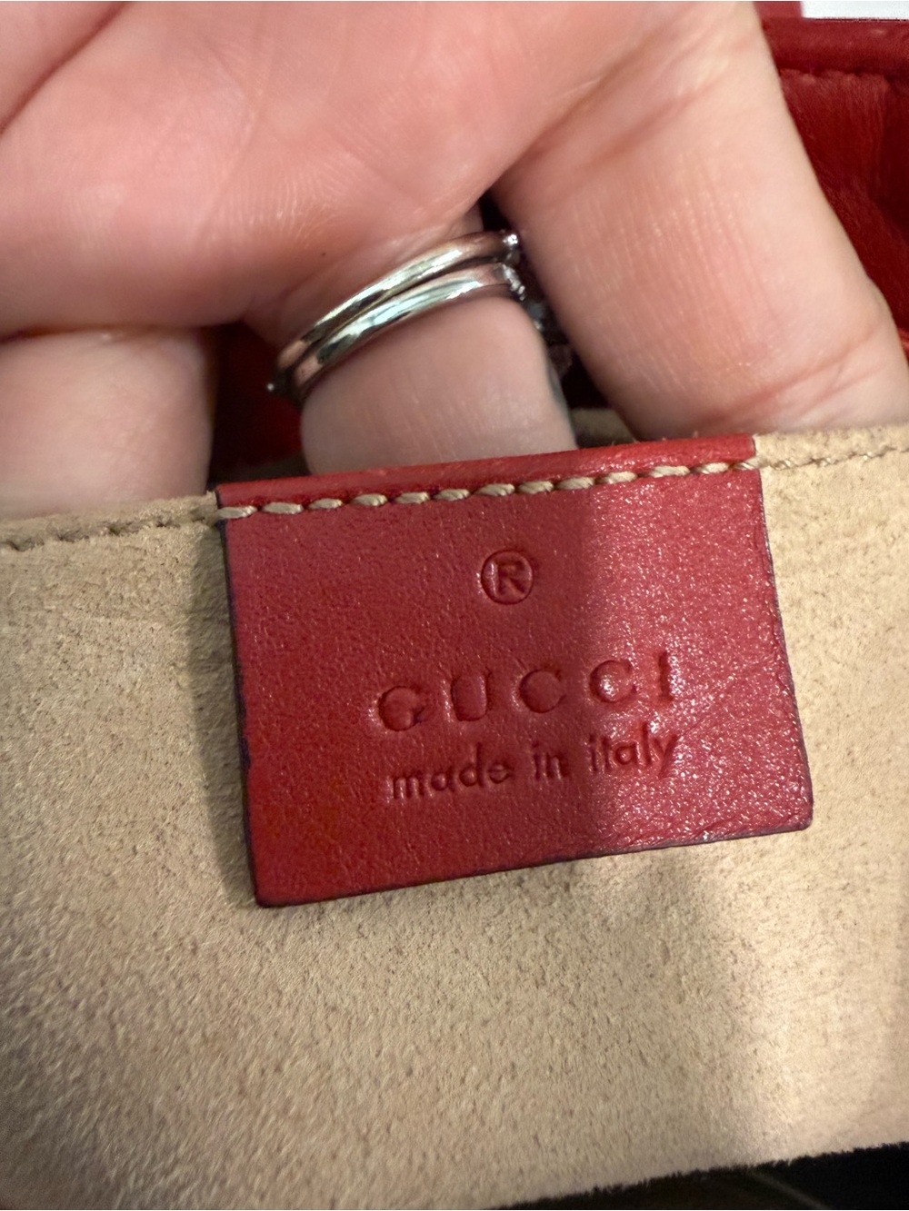 Gucci Red Chevron Quilted Mini Backpack with Gold GG - Picture 9 of 9